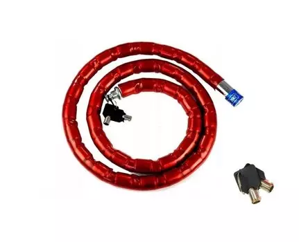 Велосипедный замок Forward High Security, тросовый, на ключ, 22 х 1000 мм, красный, FWDHS22RED