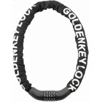 Велосипедный замок GOLDEN KEY, цепь, кодовый, тканевая-оболочк, 61200, чёрный, GK105.712