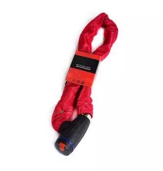 Велосипедный замок GOLDEN KEY GK105.308, цепь, на ключ, тканевая оплетка, красный, 6 x 800 мм, GK105.308RED6