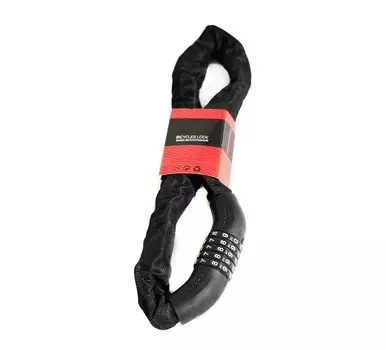 Велосипедный замок GOLDEN KEY GK105.712, цепь, кодовый, тканевая оплетка, 8 x 900 мм, черный, GK105.712BLK8