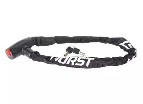 Велосипедный замок HORST, цепь, на ключ (круглые), тканевая-оболочка, 6 х 6 х 900мм, черный, 00-170900