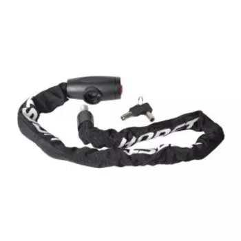 Велосипедный замок HORST, цепь, на ключ, тканевая-оболочка, 6 х 6 х 1500 мм, черный, 00-170905