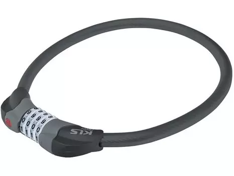 Велосипедный замок KELLYS CRYPT, тросовый, кодовый, с функцией фонарика безопасности, чёрный, KLS Cr, KLS CRYPT