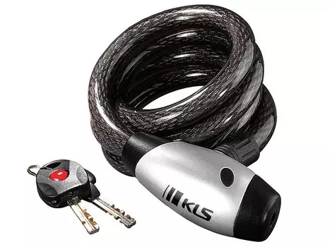 Велосипедный замок KELLYS KLS Hardcoil, тросовый, 15 х 1500 мм, ключ с подсветкой, Cable Lock KLS Hardcoil 150см