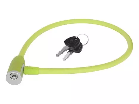 Велосипедный замок KELLYS KLS JOLLY, тросовый, на ключ, 12 x 650 мм, салатовый, Lock KLS JOLLY Lime