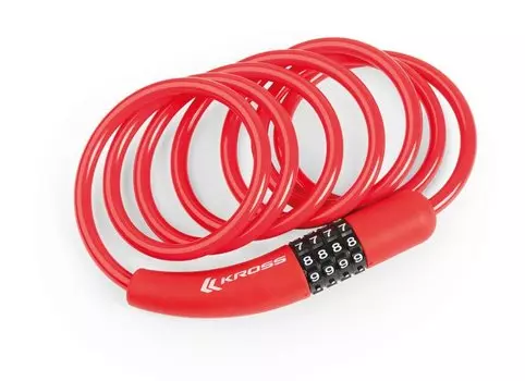 Велосипедный замок Kross KZS 300 тросовый, кодовый, 1800 х 8 мм, красный, T4CZP000184RD