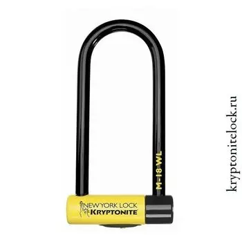 Велосипедный замок Kryptonite New York Lock M18-WL, U-lock, на ключ, черный/желтый, 994589
