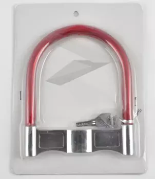 Велосипедный замок LOCK, U-образный, на ключ, L-135мм, d-14мм, красный, P-1653