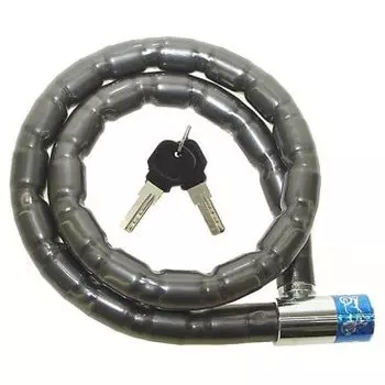 Велосипедный замок M-WAVE, цепь, на ключ, 24 х 1000 мм, полупрозрачный, 5-230815