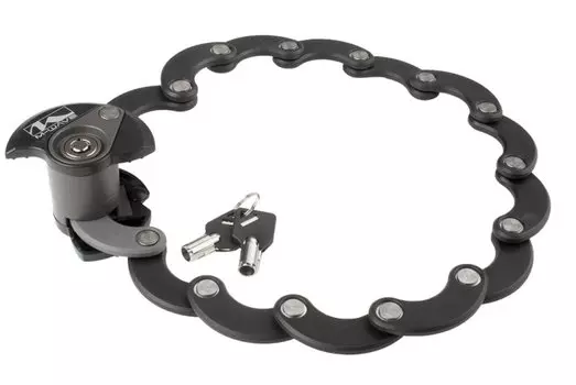 Велосипедный замок M-WAVE, сегментный, на ключ, 600 мм, 14 стальных пластин, черный, 5-230199