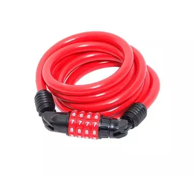 Велосипедный замок M-WAVE, тросовый, кодовый, 10 х 1500 мм, красный, 6-150206