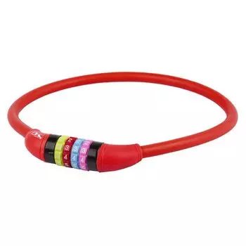 Велосипедный замок M-WAVE тросовый, кодовый, (цветные символы) 12 х 650 мм силиконовый красный, 5-231053