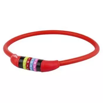 Велосипедный замок M-WAVE тросовый, кодовый, (цветные символы) 12 х 650 мм силиконовый красный, 5-231053