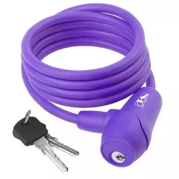 Велосипедный замок M-WAVE, тросовый, на ключ, 8 х 1500 мм, фиолетовый, 5-231019