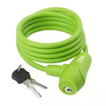 Велосипедный замок M-WAVE, тросовый, на ключ, 8 х 1500мм, зеленый, 5-231015