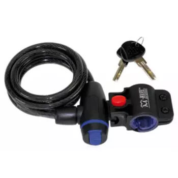 Велосипедный замок M-WAVE, тросовый, на ключ, с креплением, 15 х 1800 мм, 5-233836