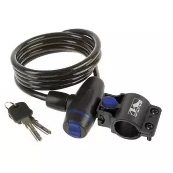 Велосипедный замок M-WAVE, тросовый, на ключ, с креплением, 10 х 1800 мм, желтый, 5-233866