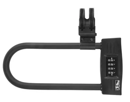 Велосипедный замок M-WAVE, U-lock, кодовый, с креплением, 124 х 260мм, черный, 5-234022