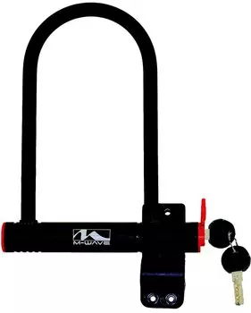 Велосипедный замок M-WAVE, U-lock, на ключ, 105 х 255 мм, с защитным колпачком, черный, 5-234010