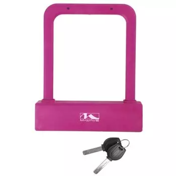 Велосипедный замок M-WAVE U-lock, на ключ, 175 х 205 мм 8гран прут. 16мм, силиконовый розовый, 5-231098