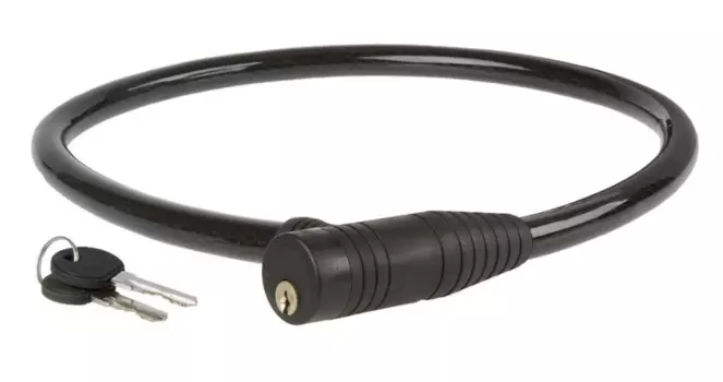 Велосипедный замок M-Wave, усиленный особым плетением троса, на ключ, 15х800, 230161
