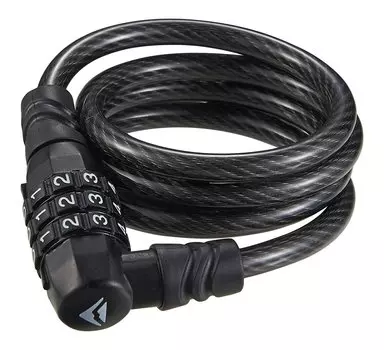 Велосипедный замок Merida 3 Digits тросовый, кодовый, 90см*8мм, 220гр., Black/White, 2134002606