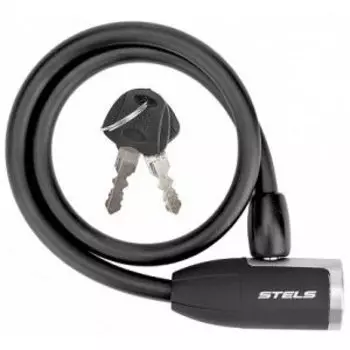 Велосипедный замок Stels 84356, тросовый, на ключ, 10х650 мм, чёрный, 540050
