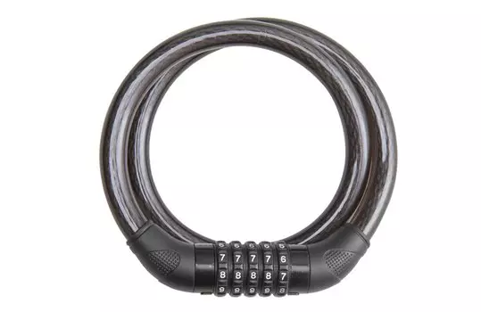 Велосипедный замок Stels 84620, тросовый, кодовый, 15х800 мм, чёрный, 540026