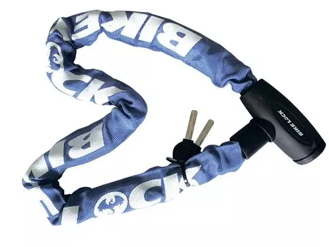 Велосипедный замок TONYON цепь, на ключ, тканевая-оболочка, 8 х 900мм, синий, TY-715