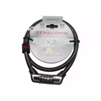 Велосипедный замок TRELOCK K 2, тросовый, кодовый, 12 x 1000 мм, черный, 8002454-SilverLine