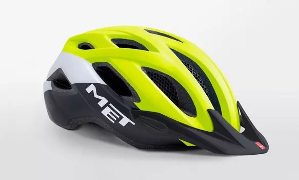 Велошлем Met Crossover Safety, желто-бело-черный 2018