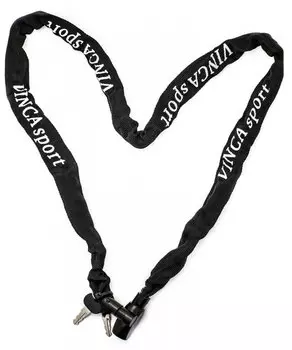 Велосипедный замок Vinca Sport, цепь, на ключ, тканевая-оболочка, 4 х 1200мм, черный, VS 747black