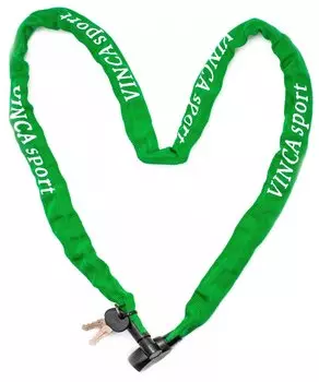 Велосипедный замок Vinca Sport, цепь, на ключ, тканевая-оболочка, 4 х 1200мм, зеленый, VS 747green