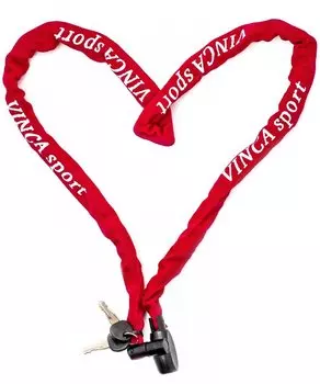 Велосипедный замок Vinca Sport, цепь, на ключ, тканевая-оболочка, 4 х 1200мм, красный, VS 747red