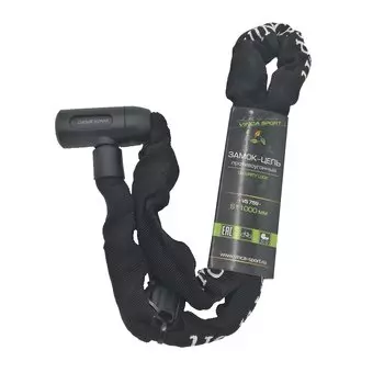 Велосипедный замок Vinca Sport, цепь, на ключ, тканевая-оболочка, 6 х 900 мм, черный, VS 101.759 bla