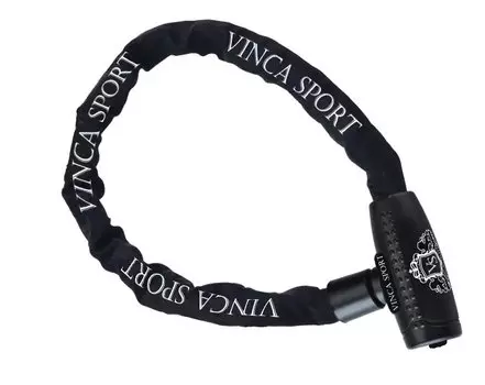 Велосипедный замок Vinca Sport, цепь, на ключ, тканевая-оболочка,, 8 х 900мм, черный, VS 741 black