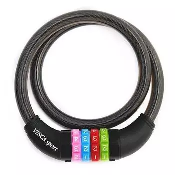 Велосипедный замок Vinca Sport, тросовый, кодовый, 10 х 1000мм, черный, VS 101.427 black