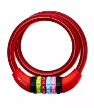 Велосипедный замок Vinca Sport, тросовый, кодовый, 12 х 650 мм, красный, 101.427 red