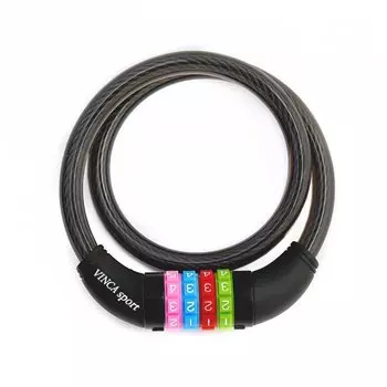 Велосипедный замок Vinca Sport, тросовый, кодовый, 12 х 650мм, черный, 101.427 black
