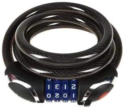 Велосипедный замок Vinca Sport, тросовый, кодовый, с подсветкой,12 х 1200мм, черный, VS 101.562