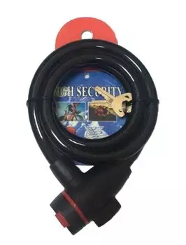 Велосипедный замок Vinca Sport тросовый, на ключ, 12 х 1000мм, черный, VS 566 black