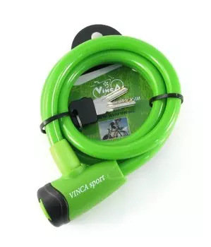 Велосипедный замок Vinca Sport, тросовый, на ключ, 12 х 1200мм, зеленые, 101.565 green