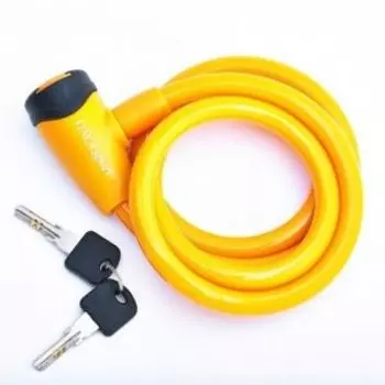 Велосипедный замок Vinca Sport, тросовый, на ключ, 12 х 1200мм, желтые, 101.565 yellow