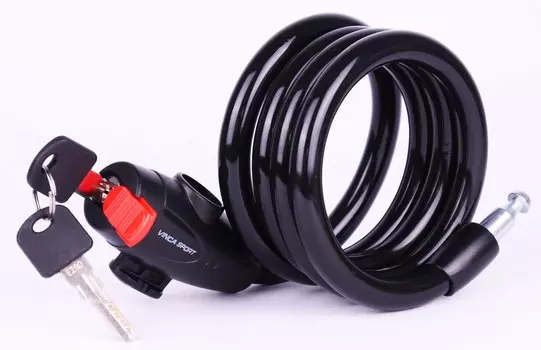 Велосипедный замок Vinca Sport, тросовый, на ключ, 12 х 1200мм, черный, защита от влаги, VS 582black