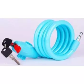 Велосипедный замок Vinca Sport, тросовый, на ключ, 12 х 1200мм, голубой, защита от влаги, VS 582blue