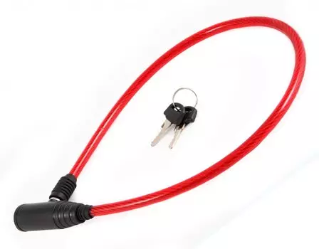Велосипедный замок Vinca Sport, тросовый, на ключ, 8 х 650мм, красный, VS 101.101 red