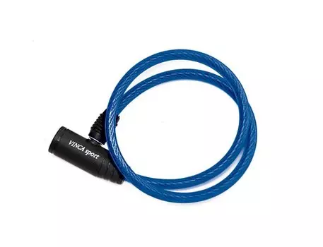 Велосипедный замок Vinca Sport, тросовый, на ключ, 8 х 650мм, синий, VS 101.101 blue