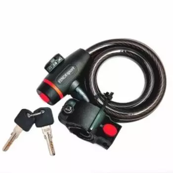Велосипедный замок Vinca Sport, тросовый, на ключ, с креплением, 12 х 1000 мм, красный, 101.533 red