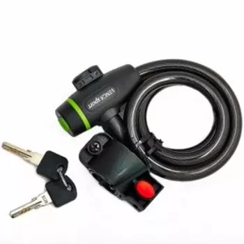 Велосипедный замок Vinca Sport, тросовый, на ключ, с креплением, 12 х 1000 мм, зеленый, 101.533 green