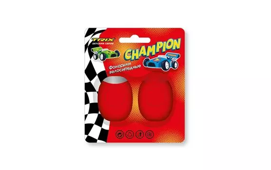 Велосипедыне фонари TRIX Champion, детские, комплект передний задний, 2 диода, 3 режима, силикон, красные, LTTX2672BCH